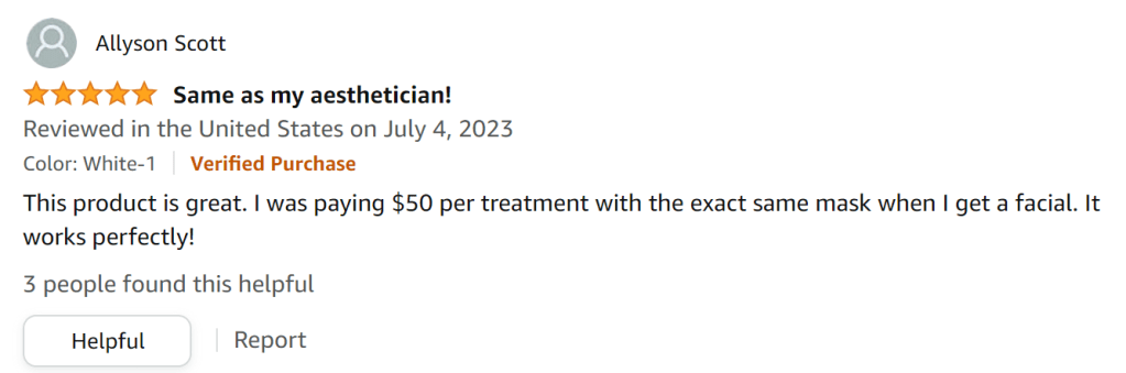 Berber Treat LED Face Mask 5-star review: more economical than red light spas