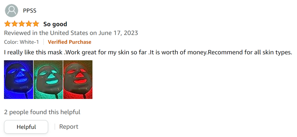 Berber Treat LED Face Mask 5-star review: works great for my skin - recommended!