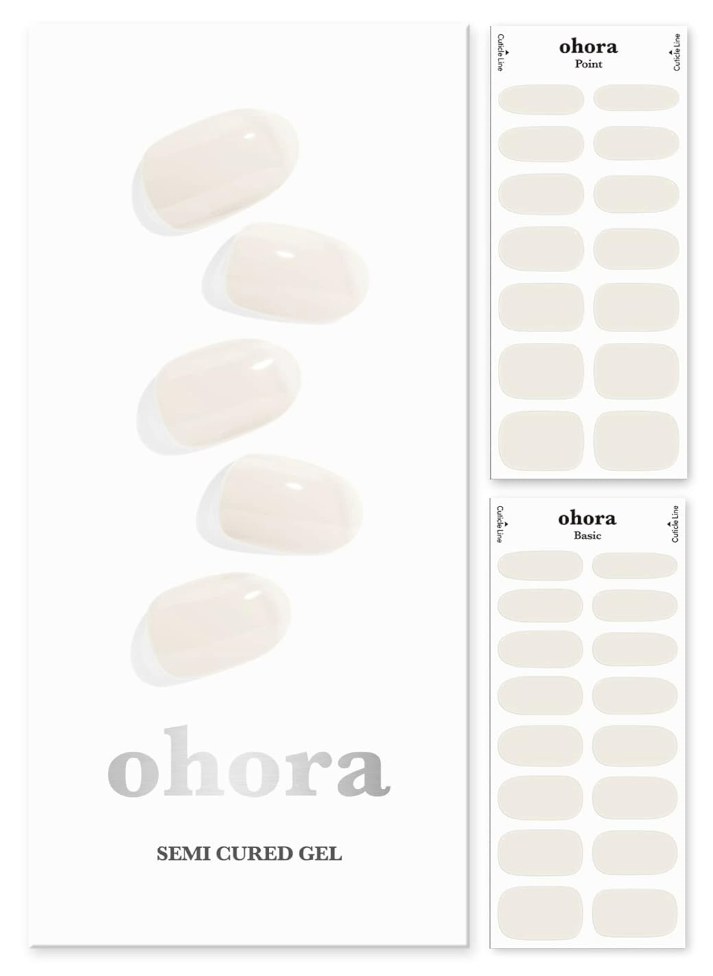Semi-cured gel nail stickers in white.