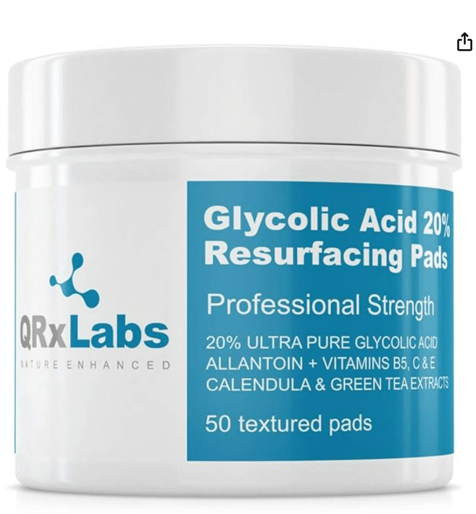 Picture of QRx Glycolic Acid 20% Resurfacing Pads.