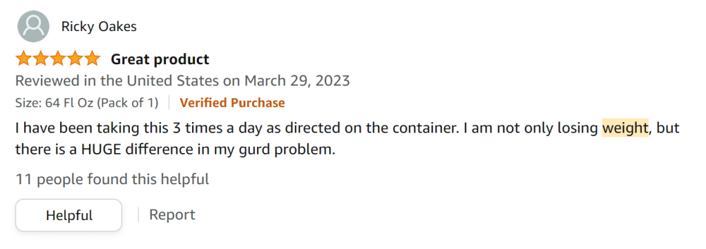 I take apple cider vinegar 3 times daily and I'm losing weight and it helps with gurd.