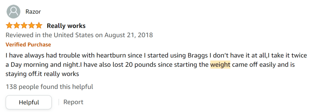 I use ACV for heartburn, and no longer have it. I've also easily lost 20 pounds, which has stayed off - it really works! 
I take it twice daily, morning and night.